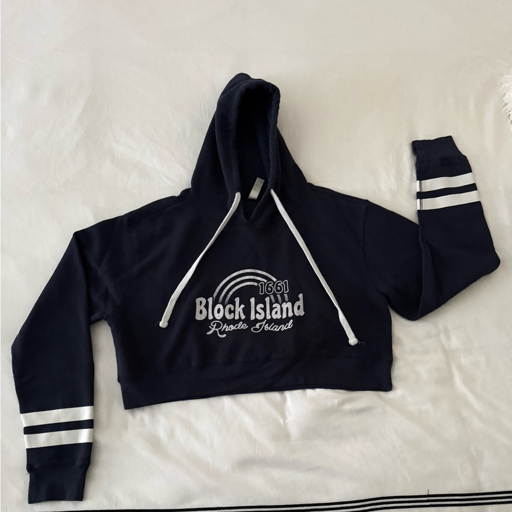 Crop Hoodie Navy Blue